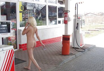 Light-Haired bare in public