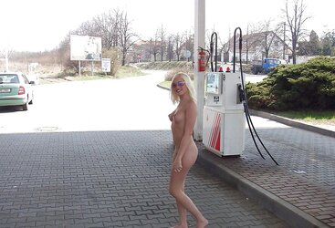 Light-Haired bare in public