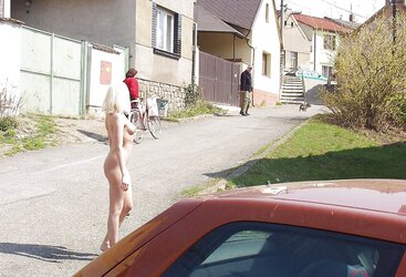 Light-Haired bare in public
