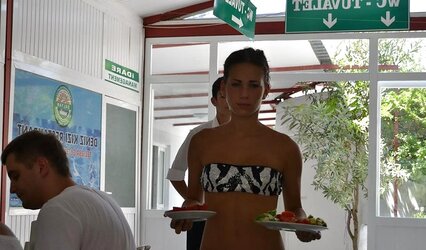 Exceptional towheaded swimsuit teenager