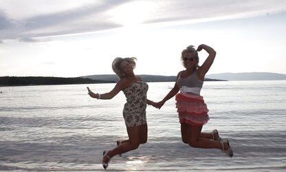 three stunning teenagers on vacation