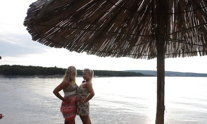 three stunning teenagers on vacation