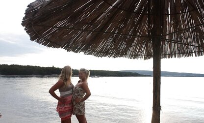 three stunning teenagers on vacation
