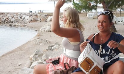 three stunning teenagers on vacation