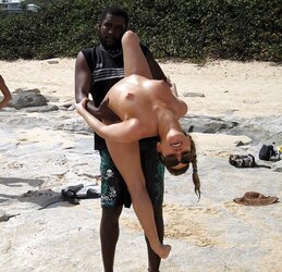 106 Multiracial duo naked on the beach