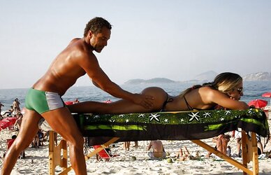 106 Multiracial duo naked on the beach