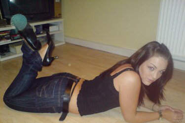 Posing in pantyhose and denim
