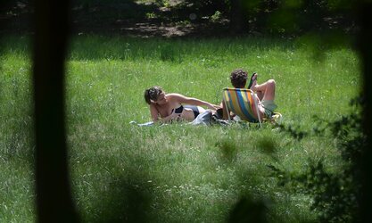 Lady sunbathing in the park I