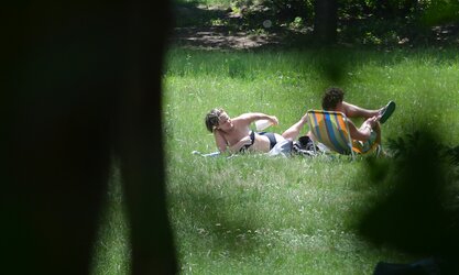 Lady sunbathing in the park I