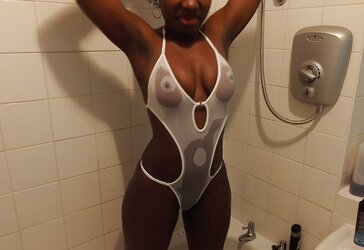 Ebony Lady In White Bikini