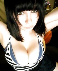 Dark hair, huge bra-stuffers