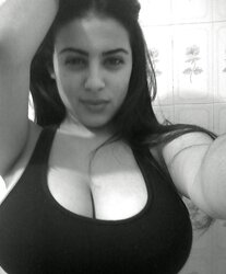 Dark hair, huge bra-stuffers