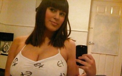 Dark hair, huge bra-stuffers