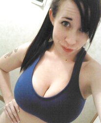 Dark hair, huge bra-stuffers