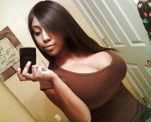 Dark hair, huge bra-stuffers