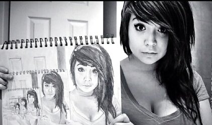 Dark hair, huge bra-stuffers