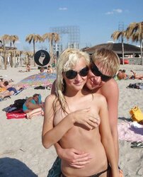 Timid damsels naked on the beach