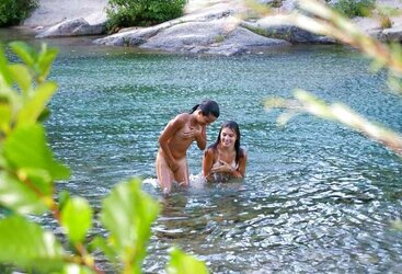 Timid damsels naked on the beach