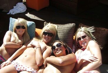 Timid damsels naked on the beach