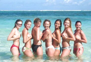 Timid damsels naked on the beach