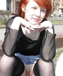 Mature fur covered upskirt whith tights
