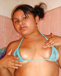 Chubby Latina in Micro Swimsuit
