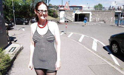 Mischievous mummy reveal her assets outside fake penis