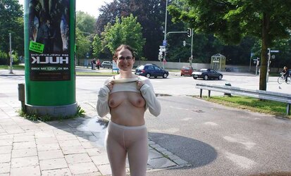 Mischievous mummy reveal her assets outside fake penis