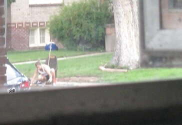 Neighbors displaying off, doing yardwork in skirts (original)