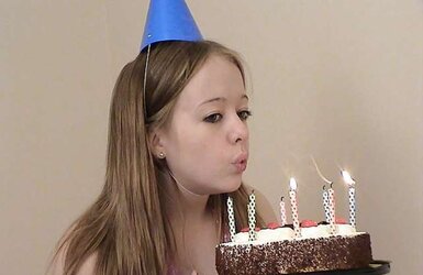 Chubby blond on her bday