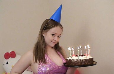 Chubby blond on her bday