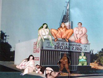 Bare BBWs outdoor (photoshopped)