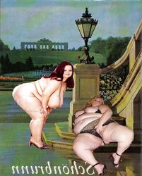 Bare BBWs outdoor (photoshopped)