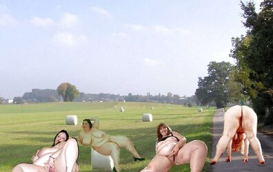 Bare BBWs outdoor (photoshopped)