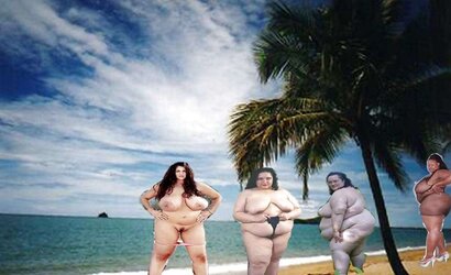 Bare BBWs outdoor (photoshopped)