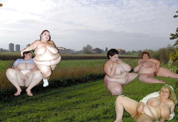 Bare BBWs outdoor (photoshopped)