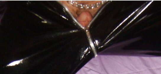 Dark-Hued Vinyl zip around trousers