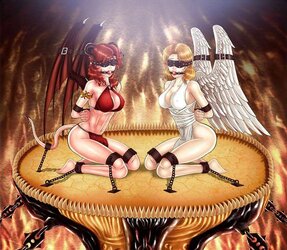 Sexy hentai and immense jug girls in restrain bondage by Reptileye