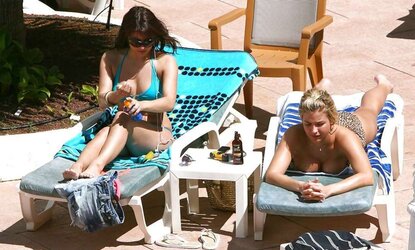 Gemma Atkinson and Roxanne Pallett Swimsuit Candids