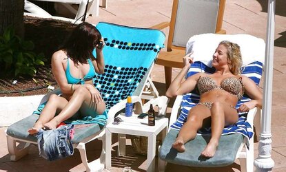 Gemma Atkinson and Roxanne Pallett Swimsuit Candids