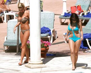 Gemma Atkinson and Roxanne Pallett Swimsuit Candids