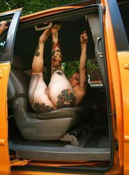 Buxomy Alt Punk Adahlia Thumbs on Taxi Cab