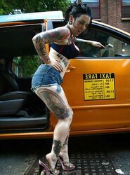 Buxomy Alt Punk Adahlia Thumbs on Taxi Cab