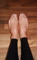 Teenager Soles in Spandex Leggings and standing on Tiptoes