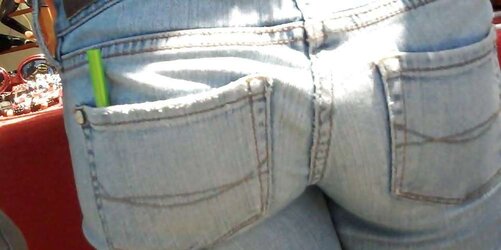 Adorable lady in taut bootie caboose denim for sure