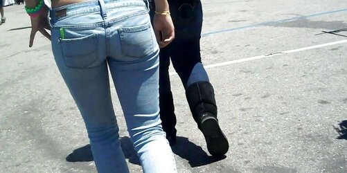 Adorable lady in taut bootie caboose denim for sure