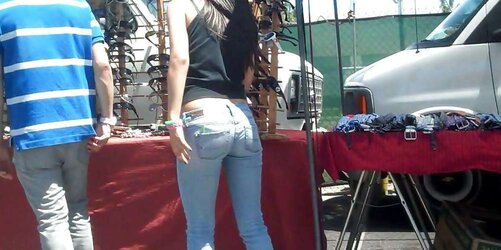 Adorable lady in taut bootie caboose denim for sure