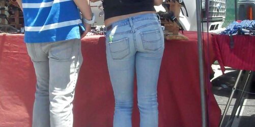 Adorable lady in taut bootie caboose denim for sure