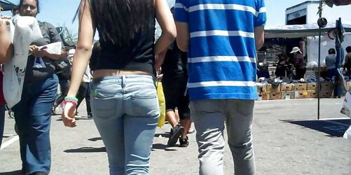 Adorable lady in taut bootie caboose denim for sure