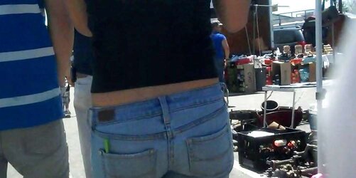 Adorable lady in taut bootie caboose denim for sure